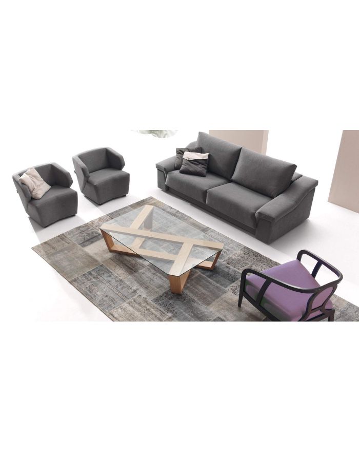 Table basse bois et verre design luxe Agol - 4