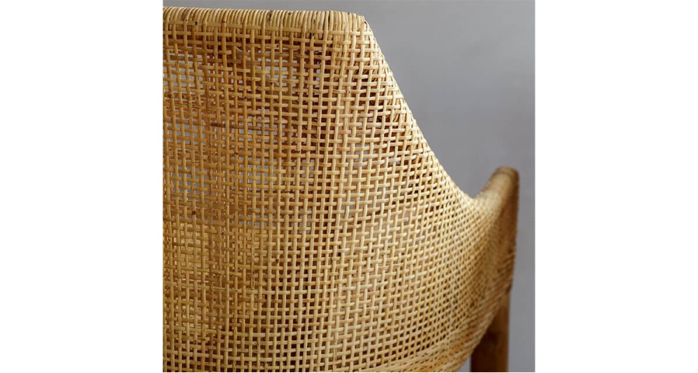 Tabouret de bar Deauville en teck et en rotin naturel