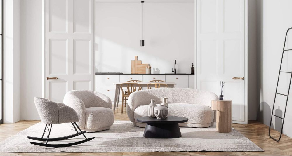 Canapé haricot à bouclettes Tecla