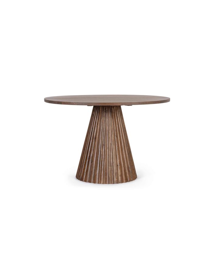 Table ronde cannelée diamètre 120 cm Orissa naturelle - Bizzotto
