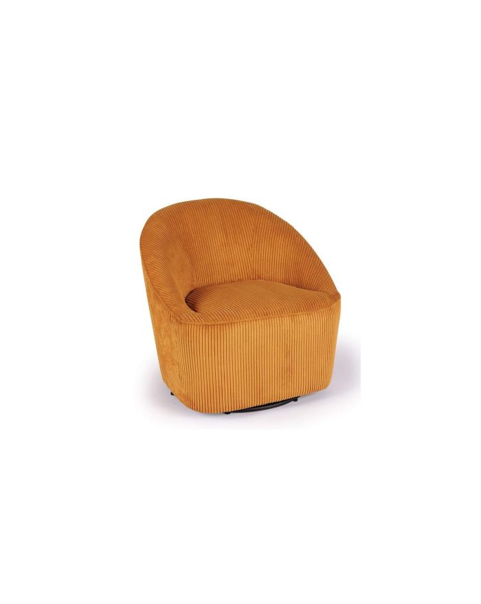 Fauteuil côtelé pivotant Viby ocre - Athezza 3