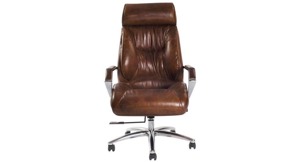 Fauteuil de direction, de bureau pivotant en cuir pleine fleur Glacier Peak