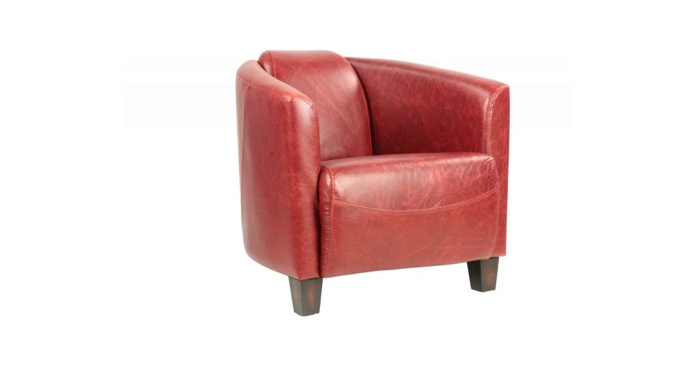 Fauteuil club en cuir pleine fleur Stockton