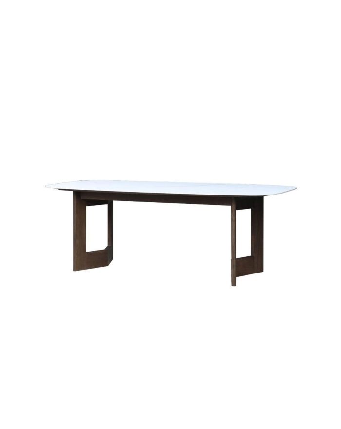 Table repas en pierre et bois 180 cm -2