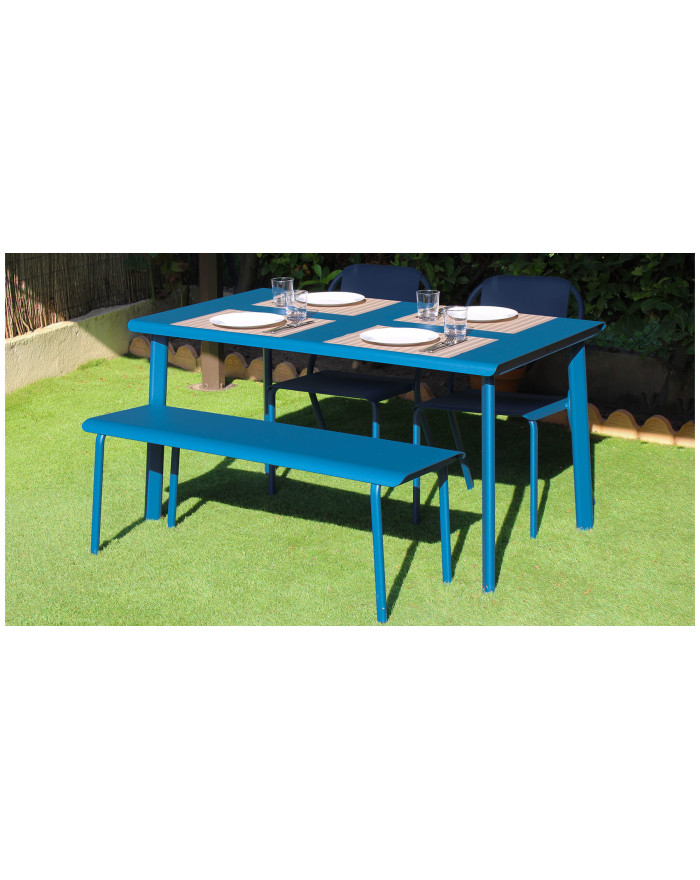 Banc en métal coloré Allure d'Azur 100% français bleu pétrole