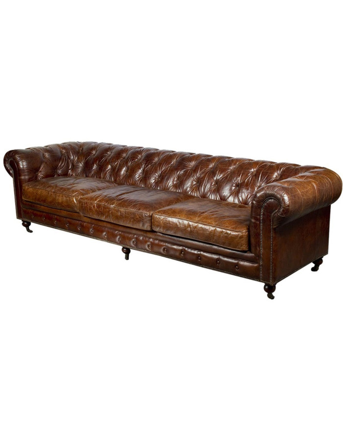 Canapé chesterfield 303 cm en cuir Trent