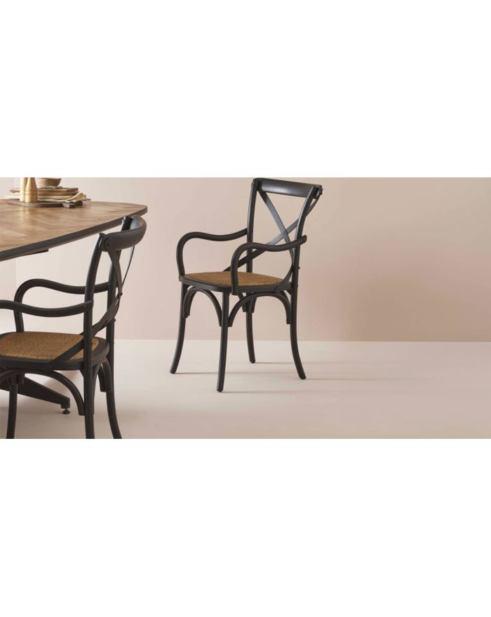 Fauteuil bistrot en chêne noir Troquet - 1