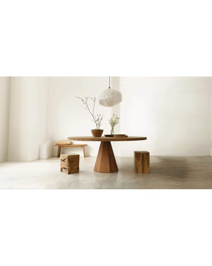 Table à manger ronde en teck recyclé Jati 130 cm 1