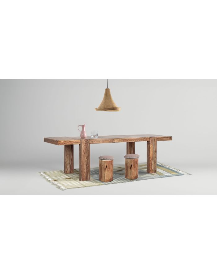 Table rectangulaire 10 personnes en bois avec rallonges Sunderland - angle rallonges