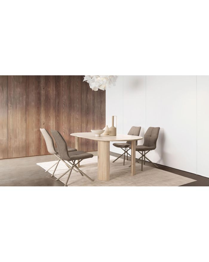 Table à manger ovale en bois 8 personnes Orlando angle - naturel