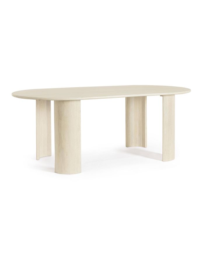 Table à manger ovale en bois 8 personnes Orlando angle - naturel