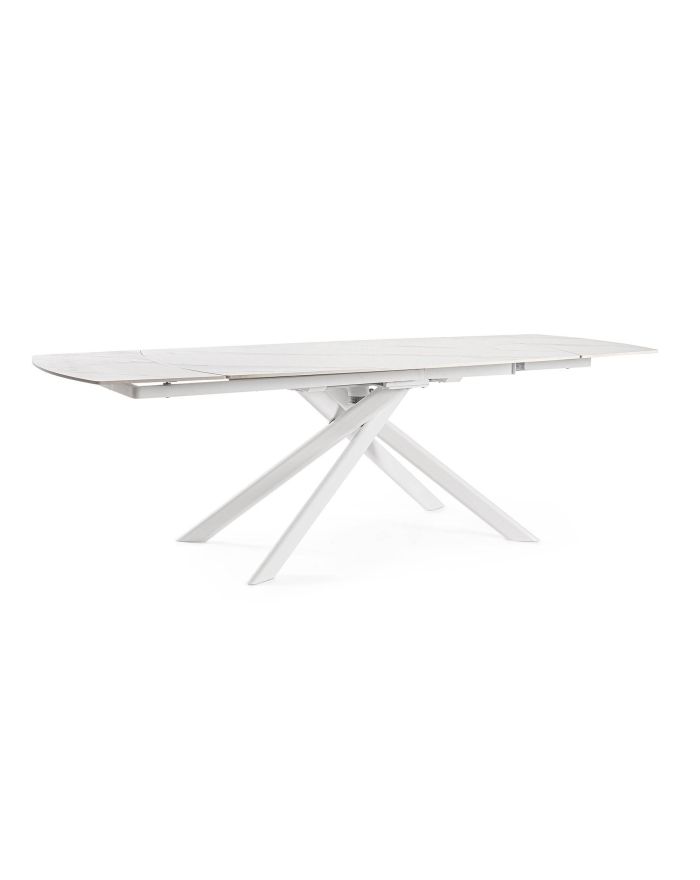 Table extensible moderne 8/10 places Joakim blanche angle rallonge