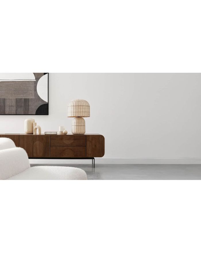 Meuble TV 3 portes, 2 tiroirs Orissa bois naturel - Bizzotto