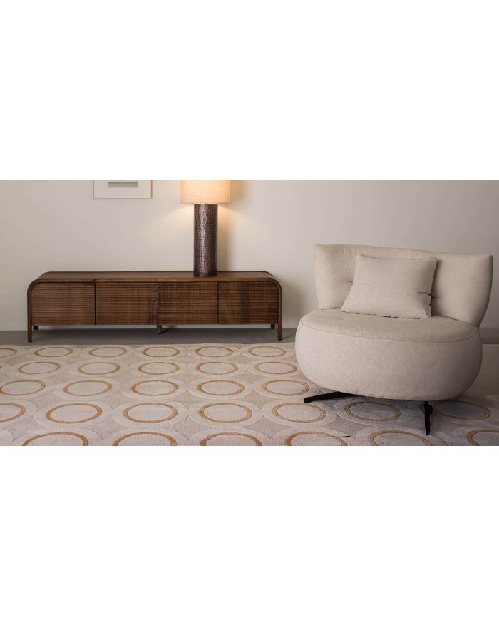 Meuble TV 4 portes texturées en bois de manguier Sanat 1