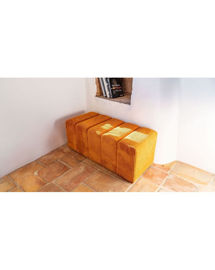 Banc chenille en velours Melvin miel angle petit