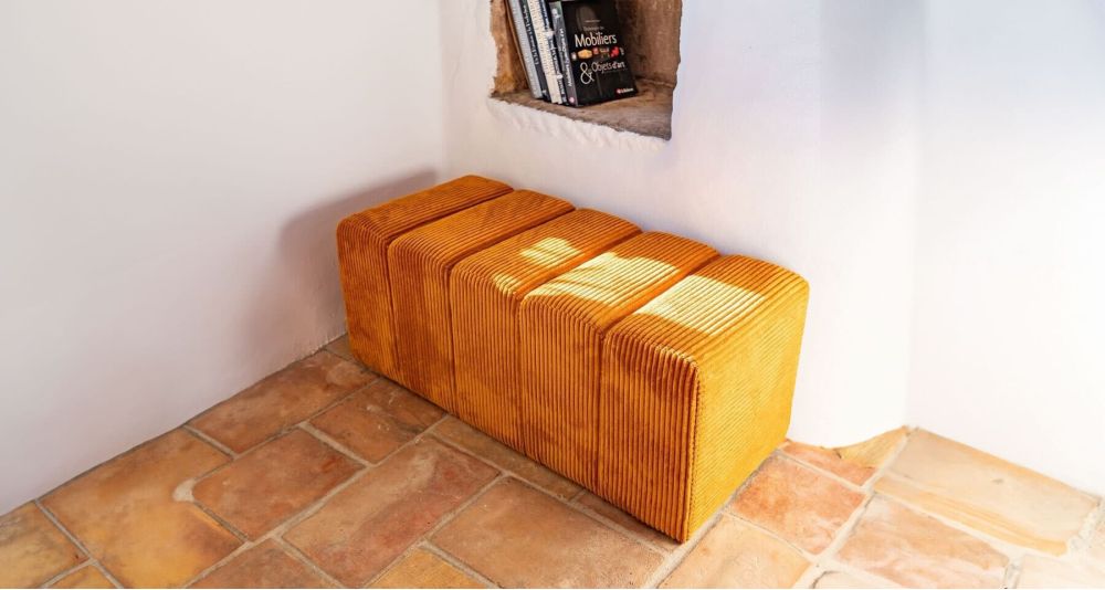 Banc chenille en velours Melvin