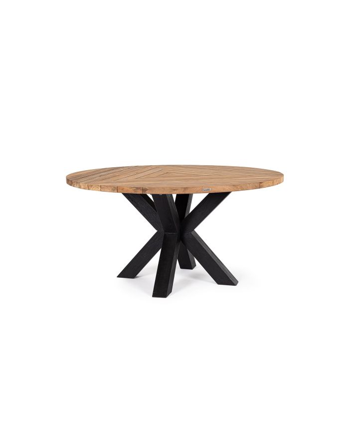 Table ronde diamètre 150 cm en teck recyclé Roderick - 1