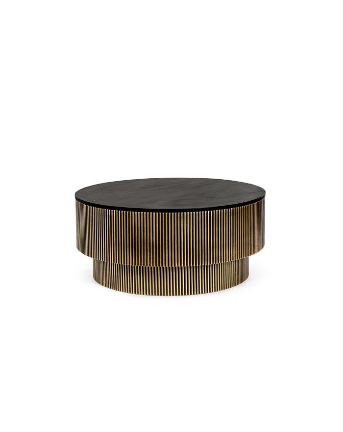 Table basse ronde diamètre 90 cm en laiton vieilli Virat - 1