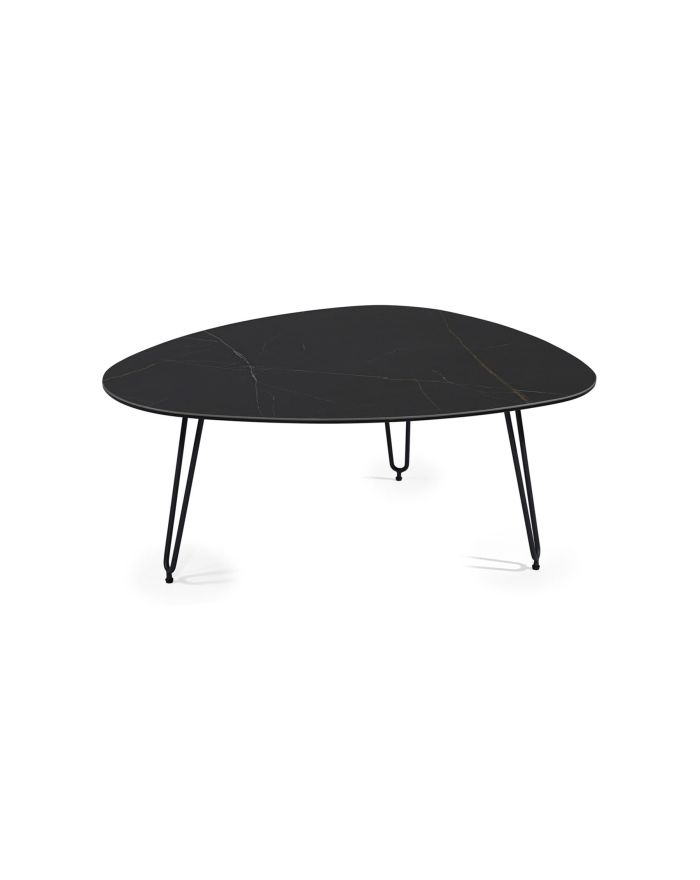 Table basse pétale en céramique Venise blanc marbré - 1