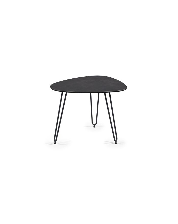 Bout de canapé pétale en céramique Catane blanc marbré - 1