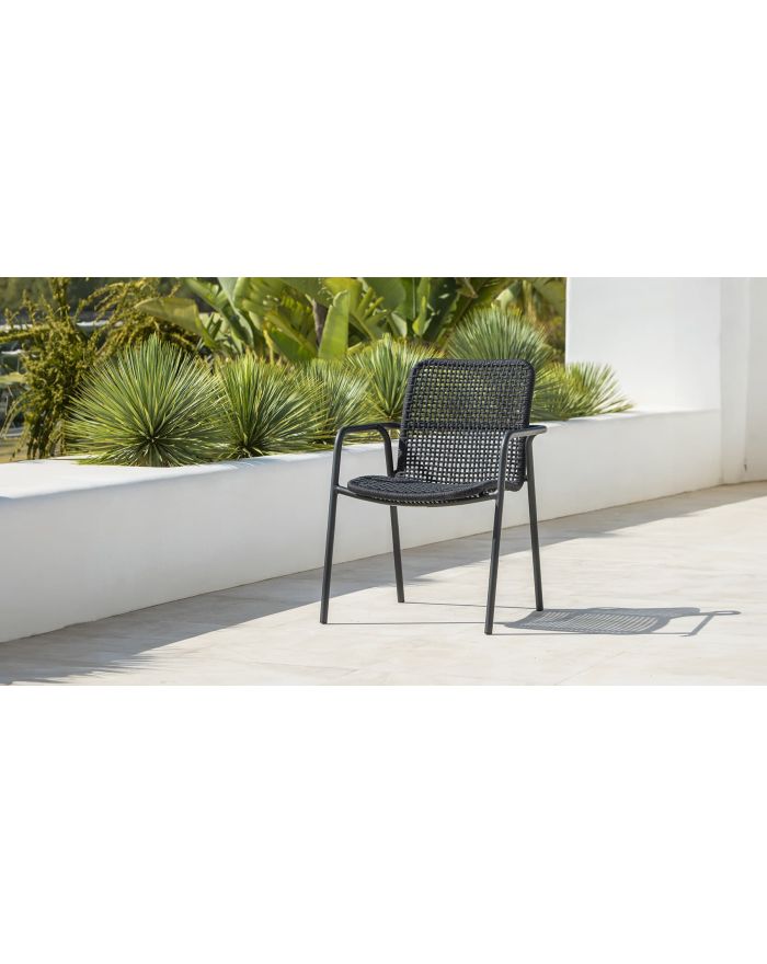 Chaise empilable en alu et corde lin Durham - 2