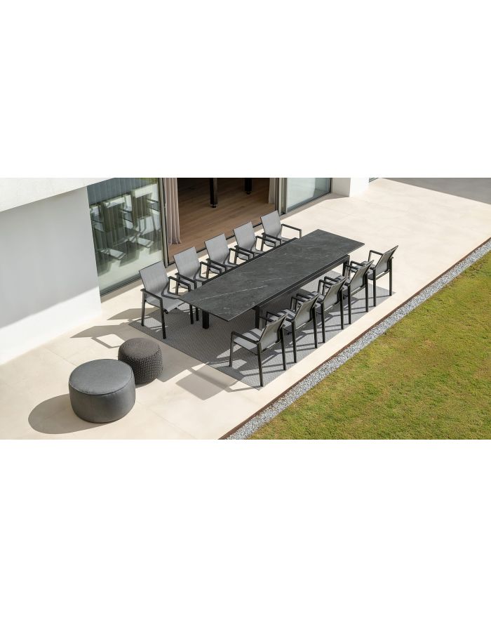 Table d'extérieur extensible céramique Livorno alu charbon céramique gris graphite -1 