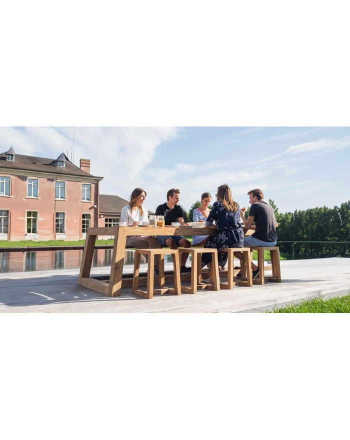 Lot 2 tabourets en teck recyclé Hermosa - 1 