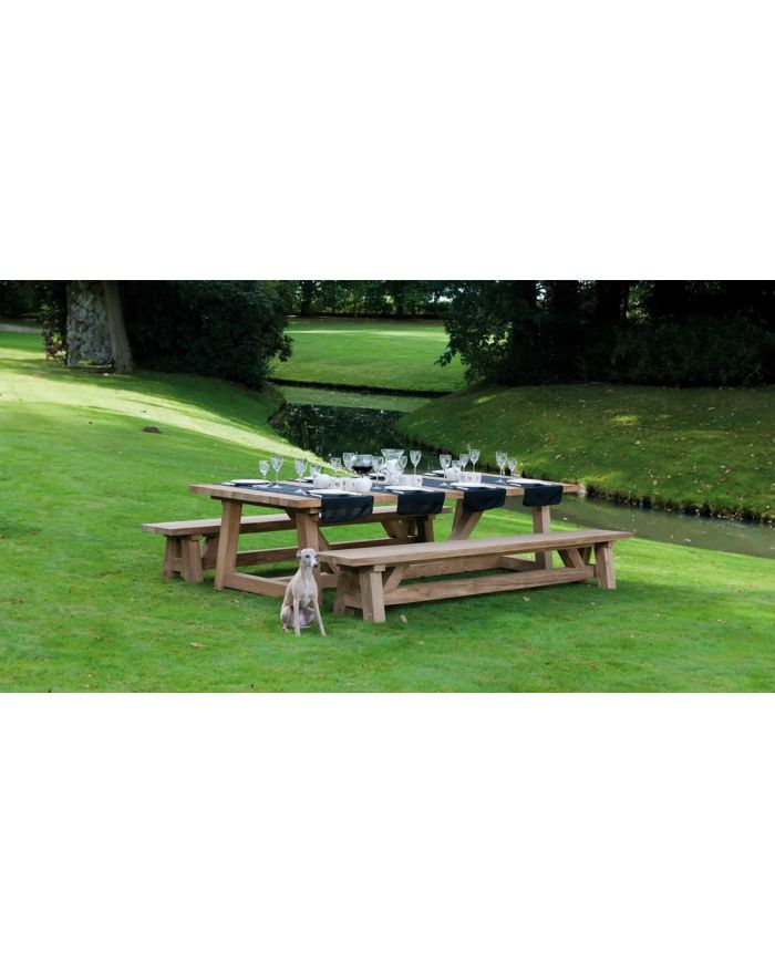 Banc 300 cm haut de gamme en teck recyclé Cottage - 1 