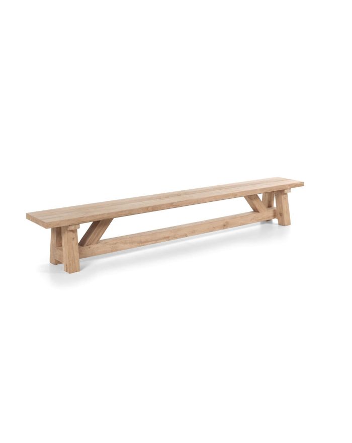 Banc 300 cm haut de gamme en teck recyclé Cottage - 1 