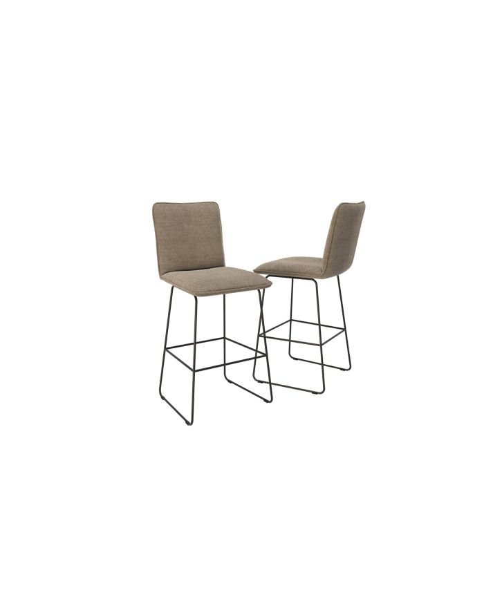 Lot 2 tabourets de bar minimaliste Queens hauteur 98 cm beige - 1 