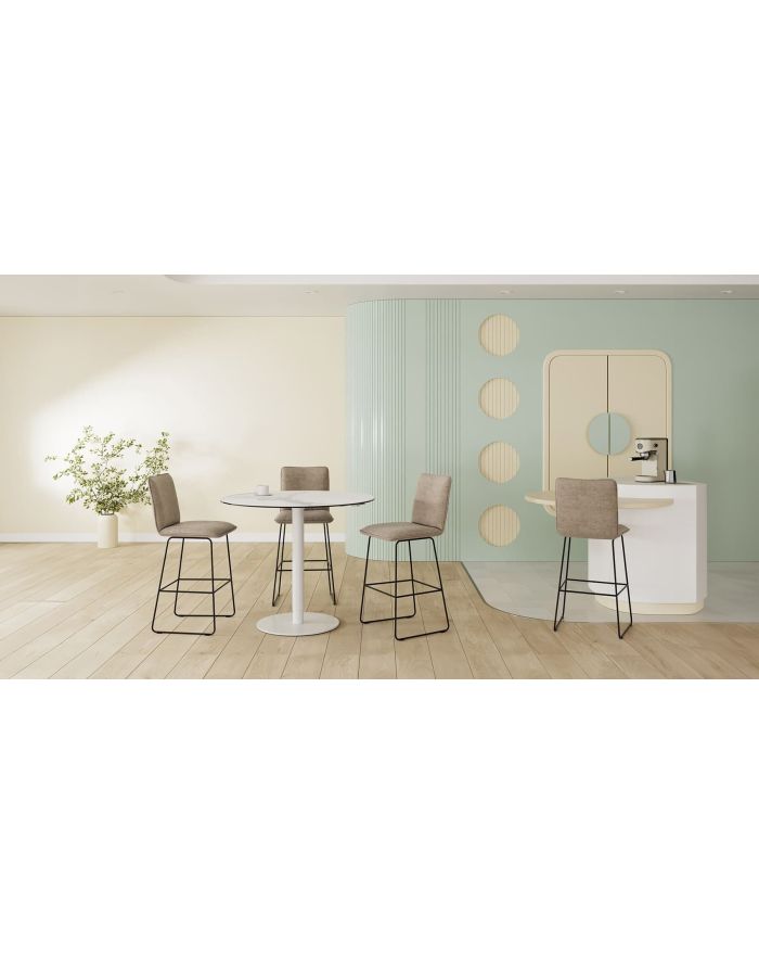 Lot 2 tabourets de bar minimaliste Queens hauteur 98 cm beige - 1 