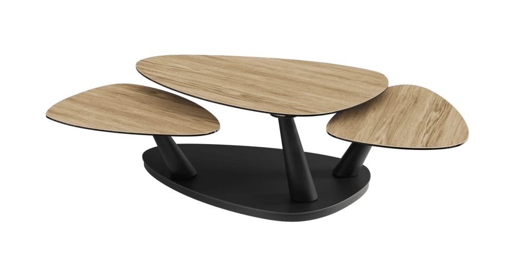 Table basse 3 plateaux pivotants Camelias
