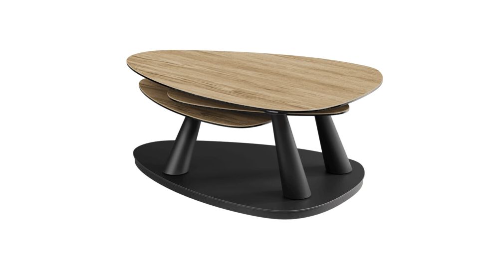 Table basse 3 plateaux pivotants Camelias
