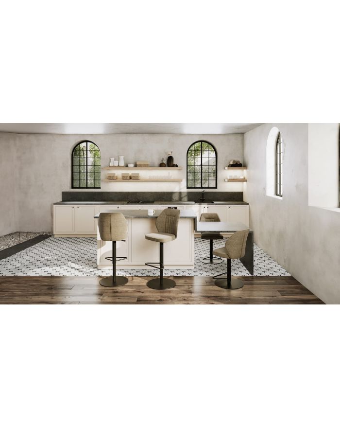 Lot 2 tabourets de bar pivotants et réglables Antonin beige - 1 