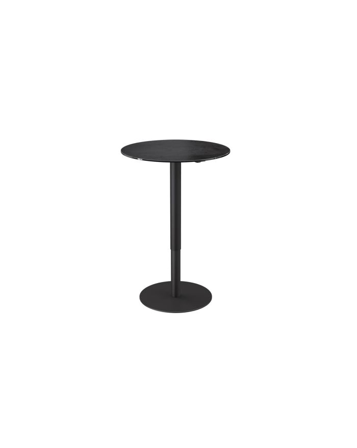 Table de repas à hauteur réglable Marilou 75 cm plateau marbre mat, pieds acier laqué blanc - 1 