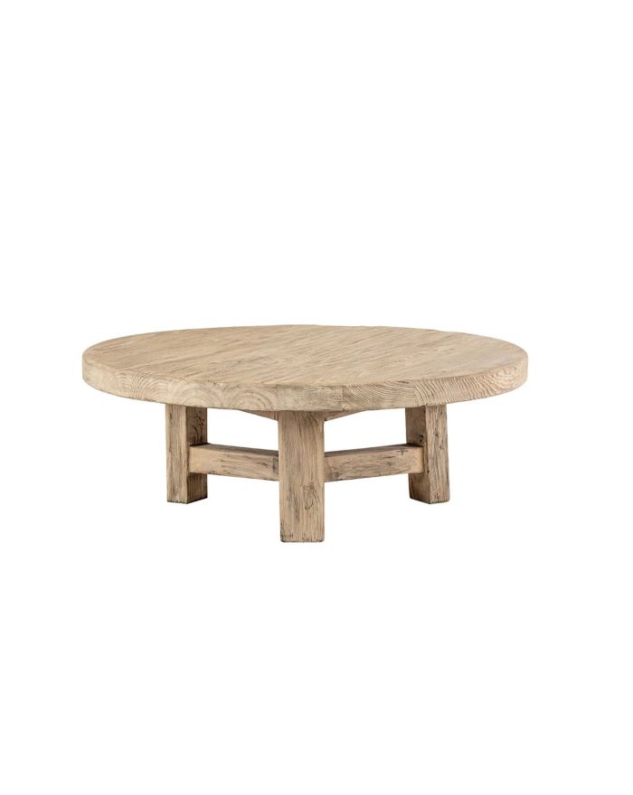 Table basse ronde en bois d'orme recyclé Bao naturel - 1 