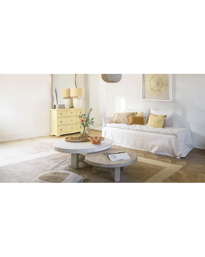 Table basse ronde en bois d'orme recyclé Bao naturel - 1 