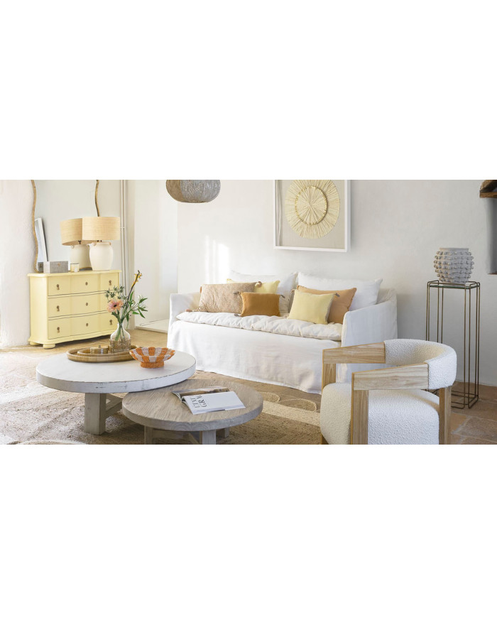 Canapé confortable en lin blanc Gabriel ambiance