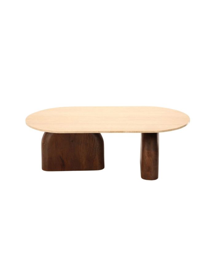 Table basse ethnique plateau travertin Aydin - 1