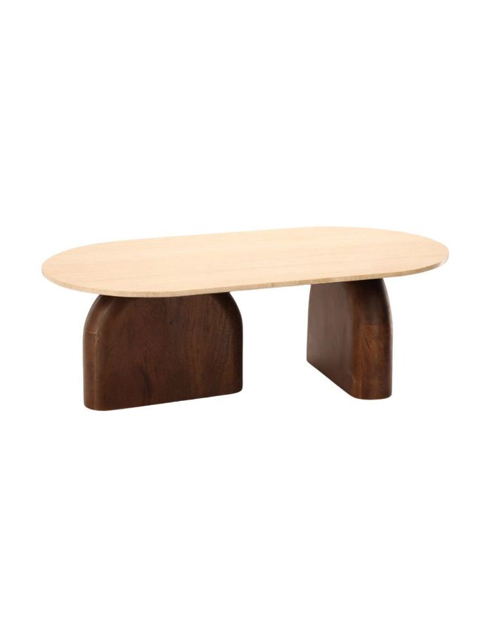 Table basse ethnique plateau travertin Aydin - 1