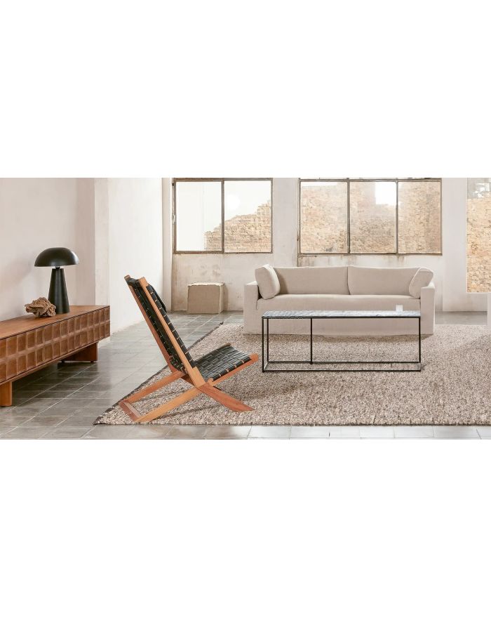 Meuble TV en bois de teck recyclé sculpté Rijal naturel - 1 