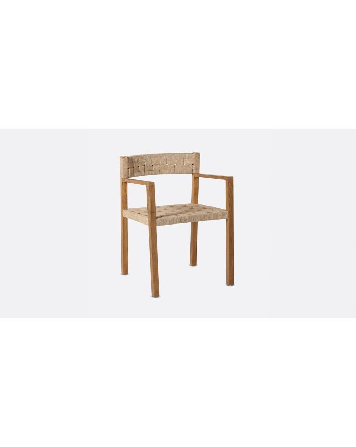 Lot 2 chaises avec accoudoirs teck et corde en papier Cora naturel - 1 