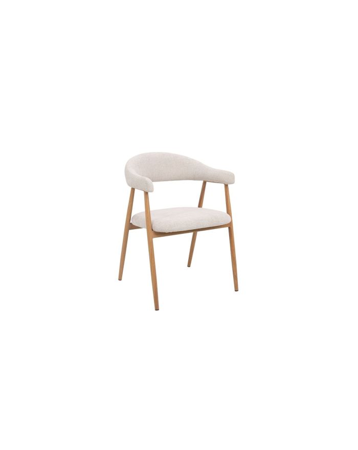 Fauteuil de table Georgia beige pied bois naturel - 1