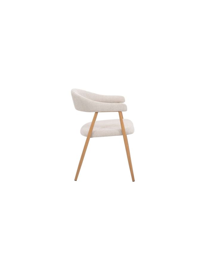Fauteuil de table Georgia beige pied bois naturel - 1