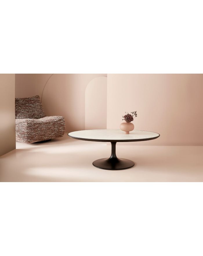 Table basse Tulipe en marbre blanc et chêne - 1 