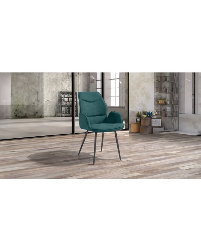 Lot 2 chaises Julie avec accoudoirs bleu turquoise - 1 