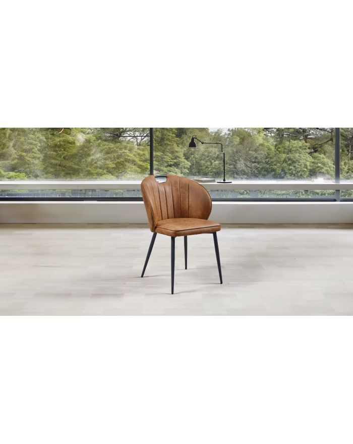 Lot 2 chaises Louna aspect cuir  cognac - 1