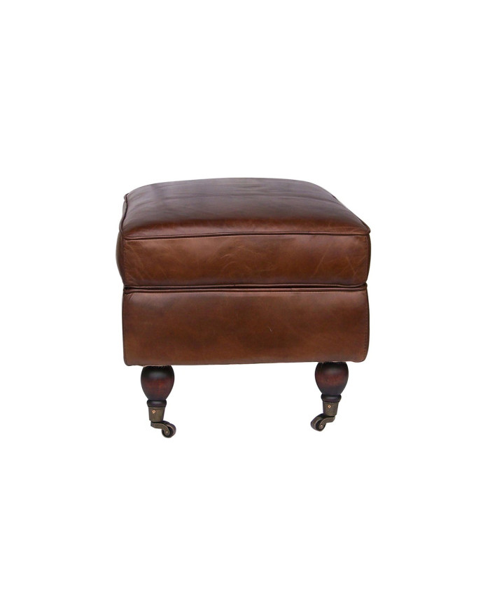 Pouf club en cuir marron vintage Arlington
