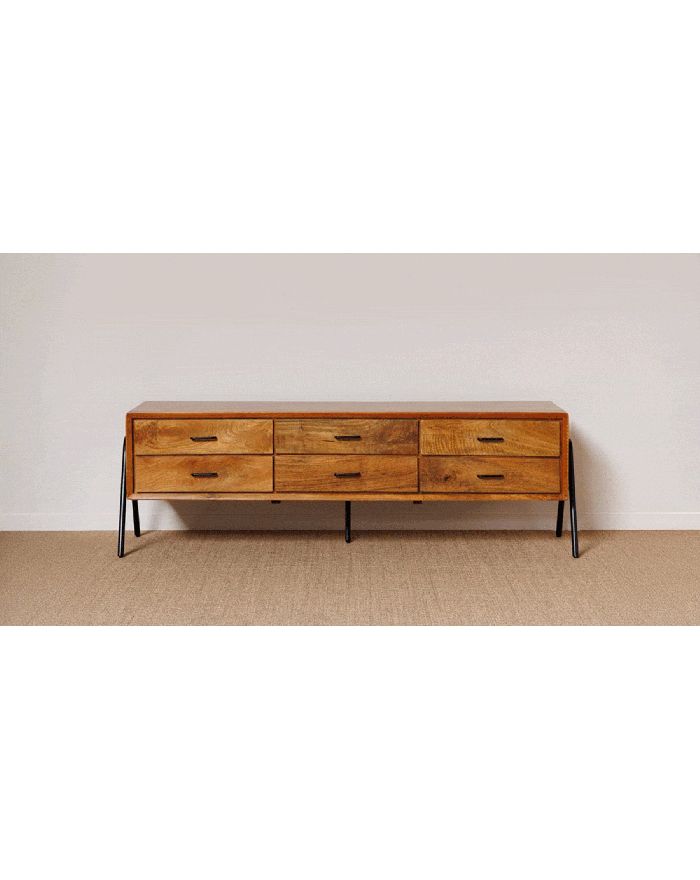 Meuble bas 6 tiroirs en bois Chapman - 1