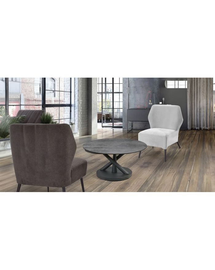 Table basse ronde Chicago céramique à 3 plateaux céramique gris nuance- 1